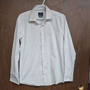 Ben Sherman Size M Textured White Slim Fit Dress Shirt